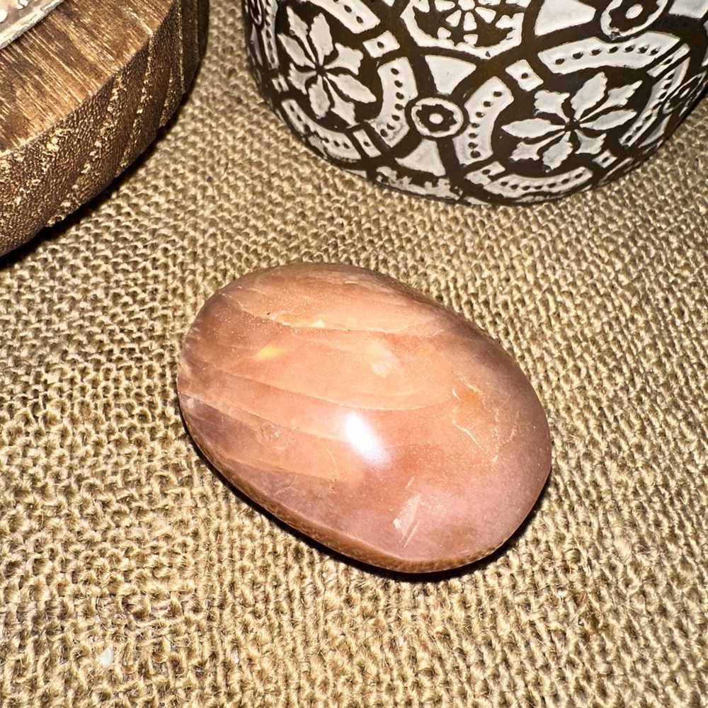 Peach Moonstone Palm Stone
